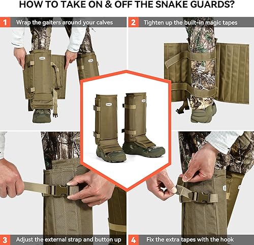 Miniatura 6 de GearOZ Polainas de serpiente, impermeables para las piernas inferiores, protectores de serpientes, polainas protectoras de mordedura de serpiente,