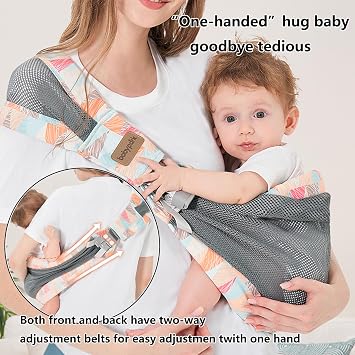 Baby Wrap Carrier Portable Breathable Baby Carriers from Newborn Mesh Fabric Toddler Sling Adjustable Sling Toddler Carrier Wrap for Newborn Up to 0-36 Months Baby Sling Carrier
