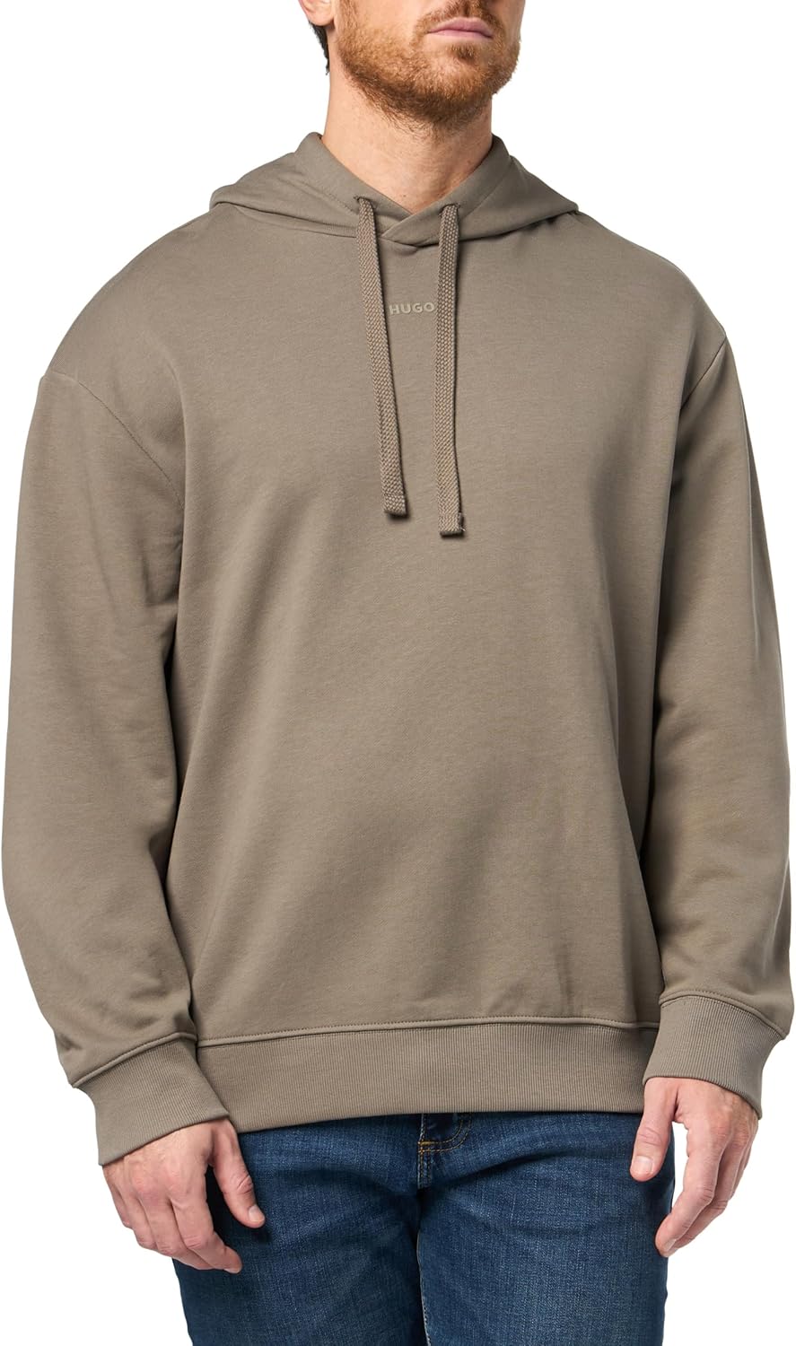 HUGO Men's Contrast Center Logo Hooded Sweatshirt
