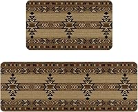 Vista 15 de Red Western - Juego de 2 alfombras y tapetes de cocina estilo bohemio rústico para piso, tapetes antideslizantes y lavables para decoración