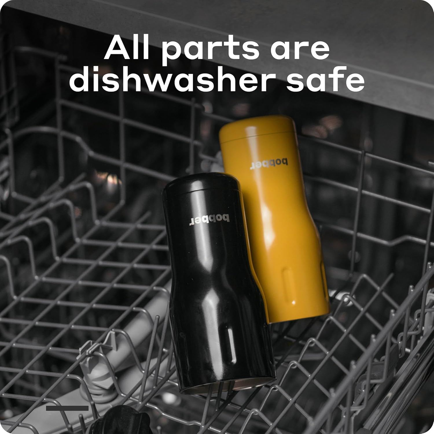 BOBBER - 16 Oz Vacuum Insulated Stainless Steel Portable Travel Coffee Mug With 100% Leakproof Locked Lid (Black Coffee)