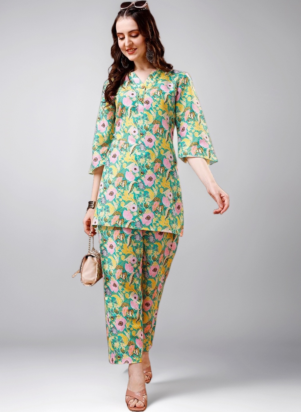 Yashika Ladies Kurta & Palazzo Printed Cotton Blend Fashion Set
