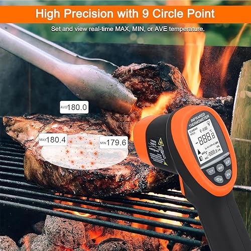 Miniatura 3 de HOLDPEAK - Termómetro infrarrojo D S  161, termómetro digital IR de 58   1472 , herramienta IR de alta temperatura láser sin contacto para cocinar