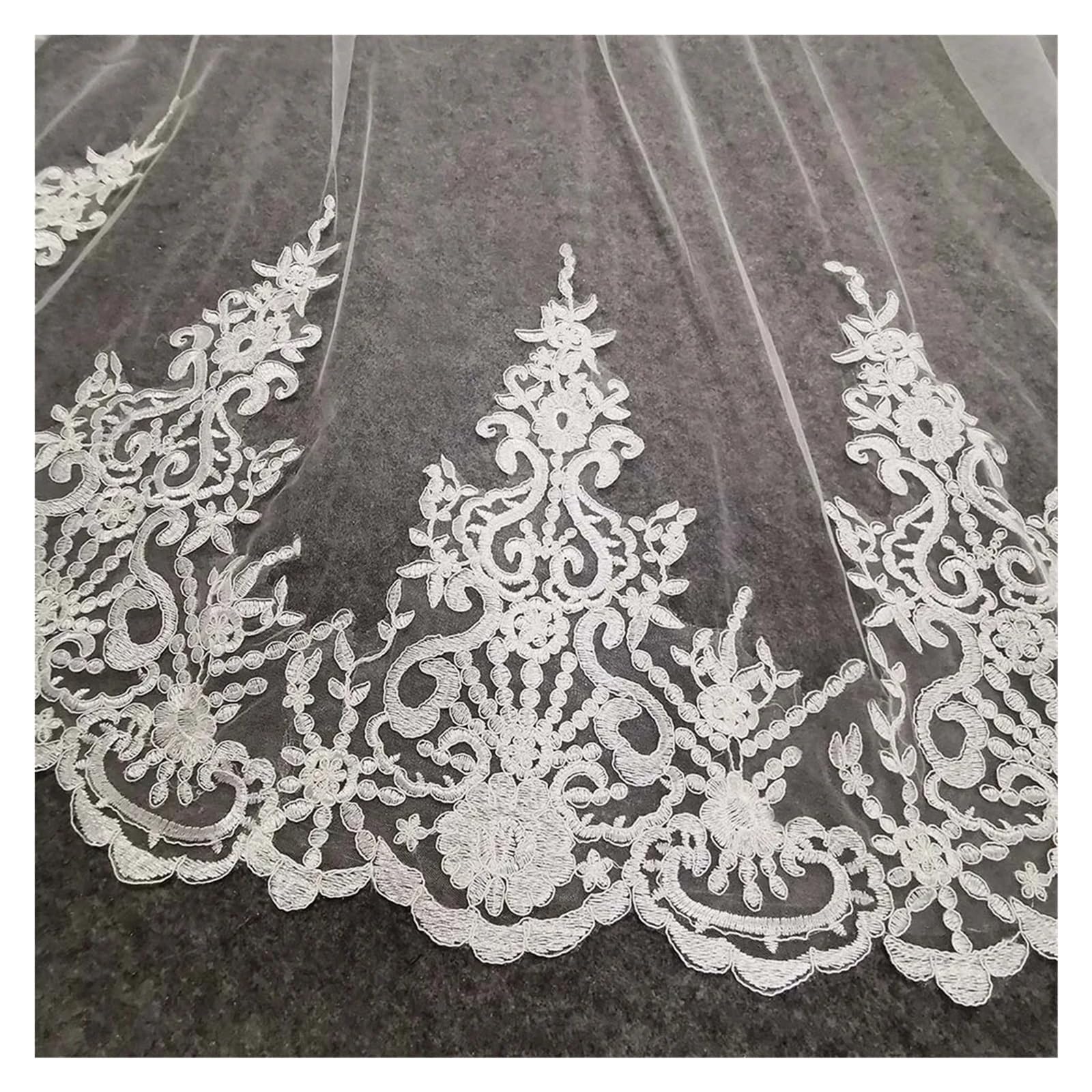 velo sposa Customized Real Photos Long Lace Bridal Veil With Comb 3.5 Meters White Iovry Wedding Accessories per Matrimoni, Feste di Addio al Nubilato