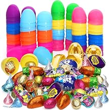 Easter Candy with Fillable Plastic Eggs Bundle - Bulk Pack Of 52 Plastic Eggs With Assorted Chocolate Candy for Filling - Holiday Party Treats & Easter Basket Stuffers