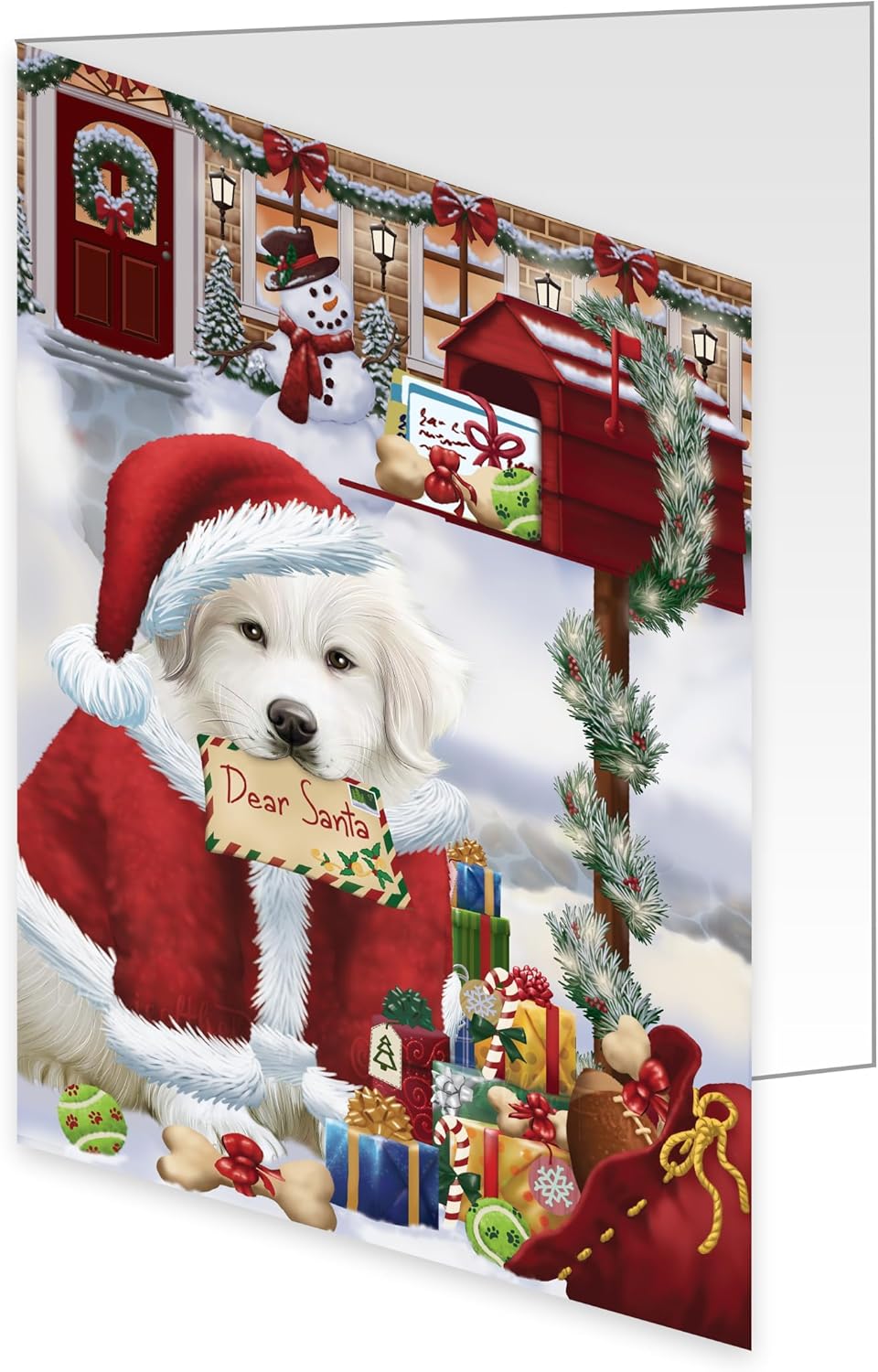 Doggie of the Day Dear Santa Mailbox Christmas Letter Great Pyrenees Dog Note Cards - Adorable Pets Invitation Cards with Envelopes - Pet Artwork Christmas Note Cards GCD64649 (10 Greeting Cards)
