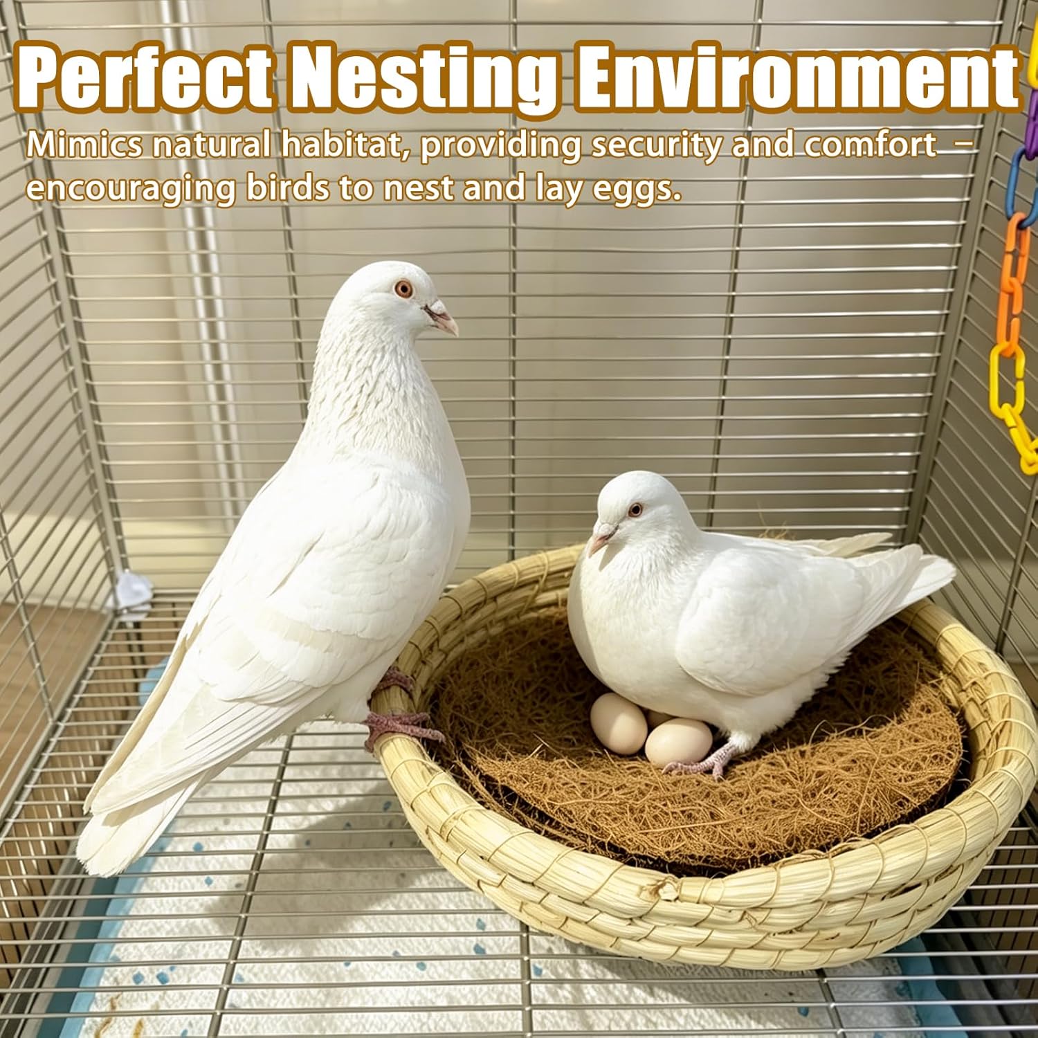 kathson 18 PCS Pigeon Nesting Pads,Thick Bird Breeding Nests Mat for Chicken,Natural Coconut Fiber Nest Material Pigeon Breeding Accessories Warm Comfortable Parakeet Bedding Bird Hatching Pads