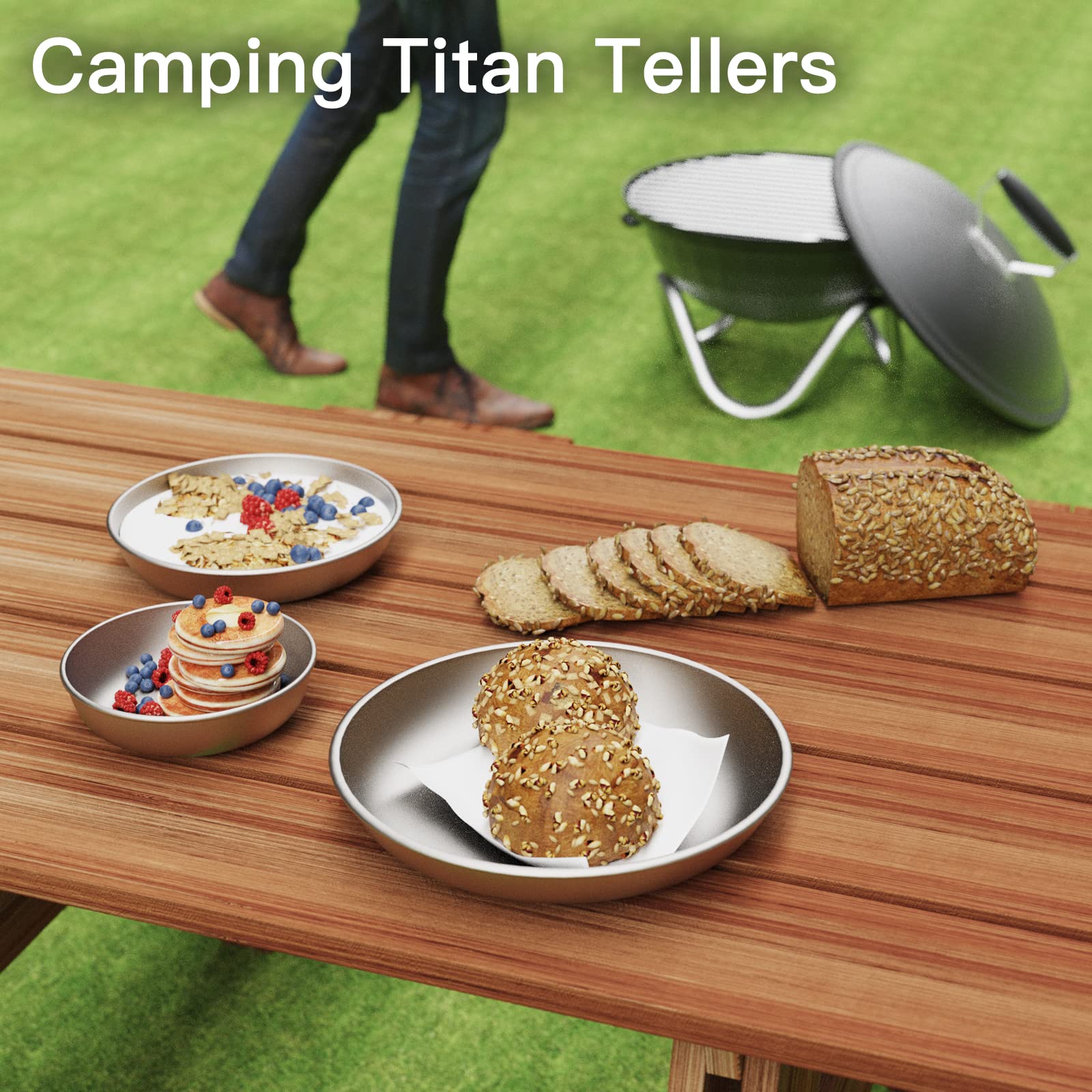 Camping Geschirr Teller, Titan Camping Teller Pan Outdoor Camping Pfanne Geschirrset Outdoor Ultraleicht Kochgeschirr Freien Wandern Picknick BBQ