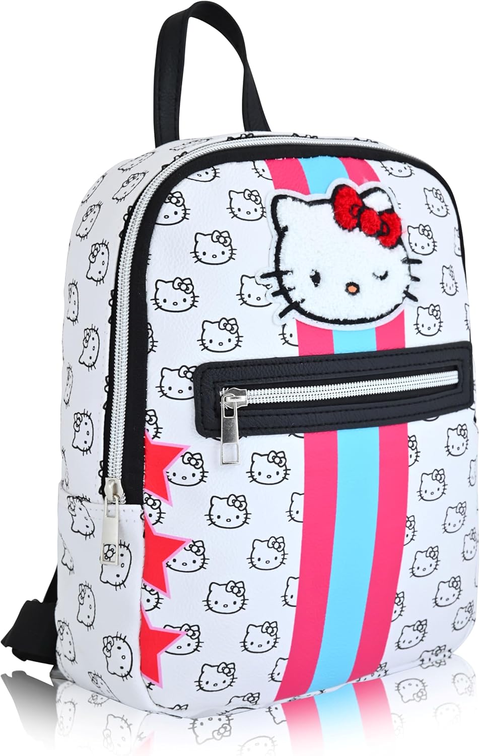 Fast Forward Sanrio Hello Kitty Backpack, Unisex 10" Daypack, HK Pattern, PU Leather, 3 Compartments, Adjustable Padded Straps, 20 Cubic Inches, One Size Fits All - Image 2