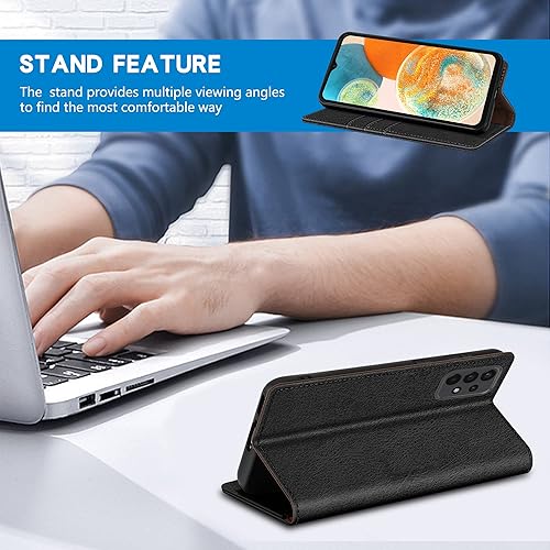 Miniatura 5 de ZZXX Funda tipo cartera para Samsung Galaxy A23 5G4G con bloqueo RFID, soporte de ranura para tarjetas, funda protectora de cuero magnético fuerte