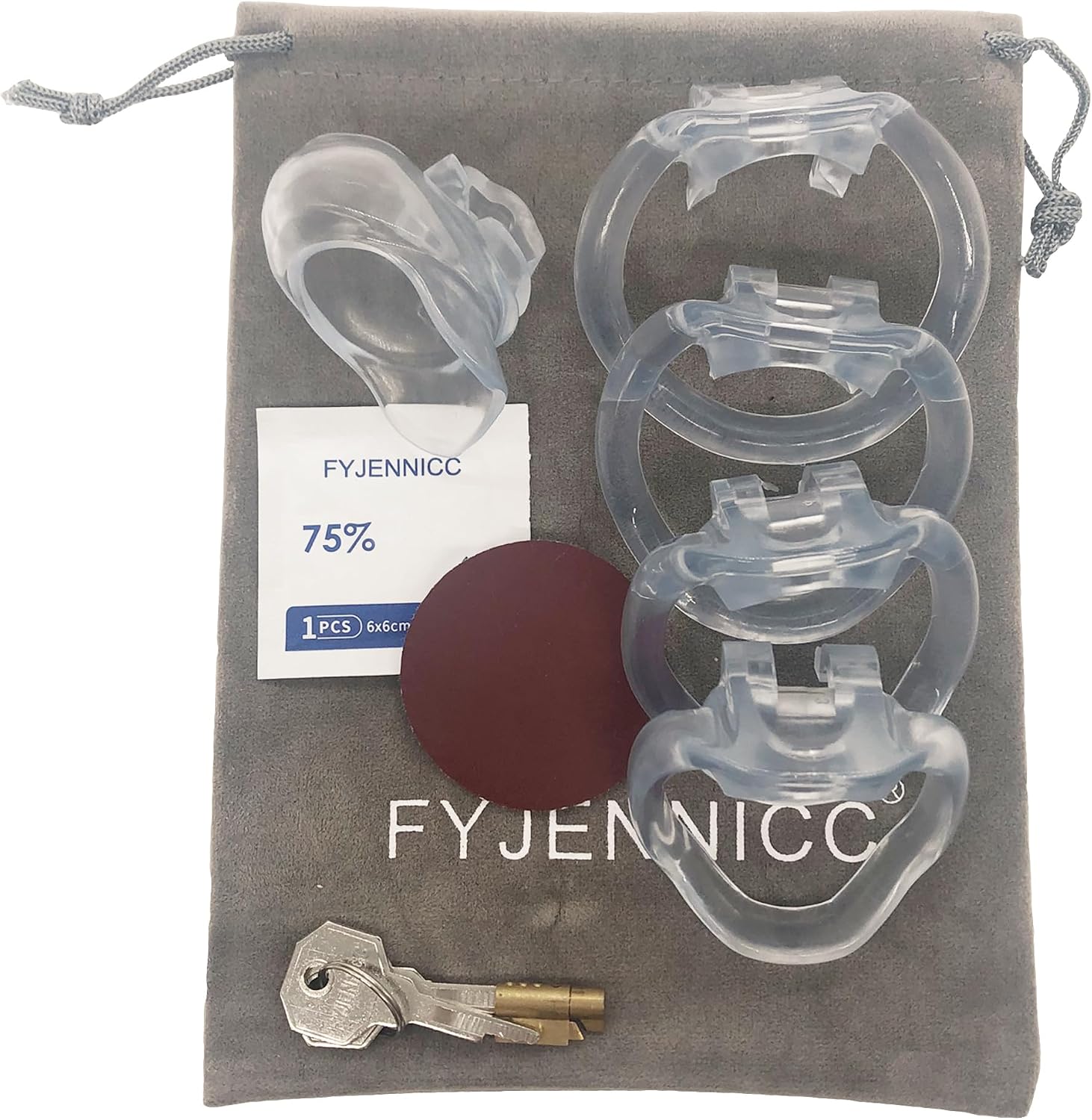 HT-V3 Chastity Cage | Lightweight Cock Cage | Resin Chastity Devices | Male Chastity Cage | Adult Sex Toy for Men | MagicLockers | 4 Sizes Rings Included | Transparent (Nub)