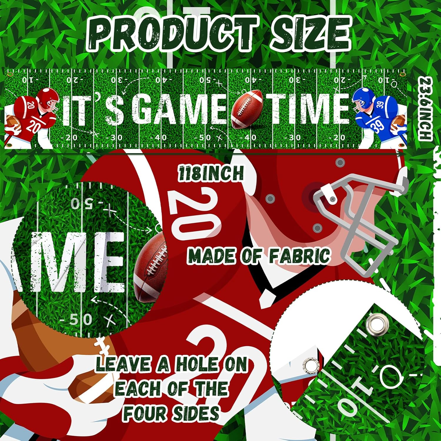 Football Party Supplies Yard Banner, It’s Game Time Football Banner tailgate party decorations Garden Banners Foo tball Float Decorations for Trailer - Image 2