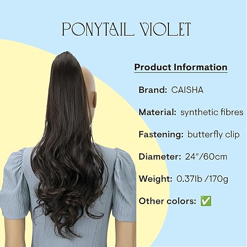 Miniatura 7 de PRETTYSHOP pieza de pelo de 24 pulgadas coleta clip de extensión largo voluminoso ondeado, resistente al calor.