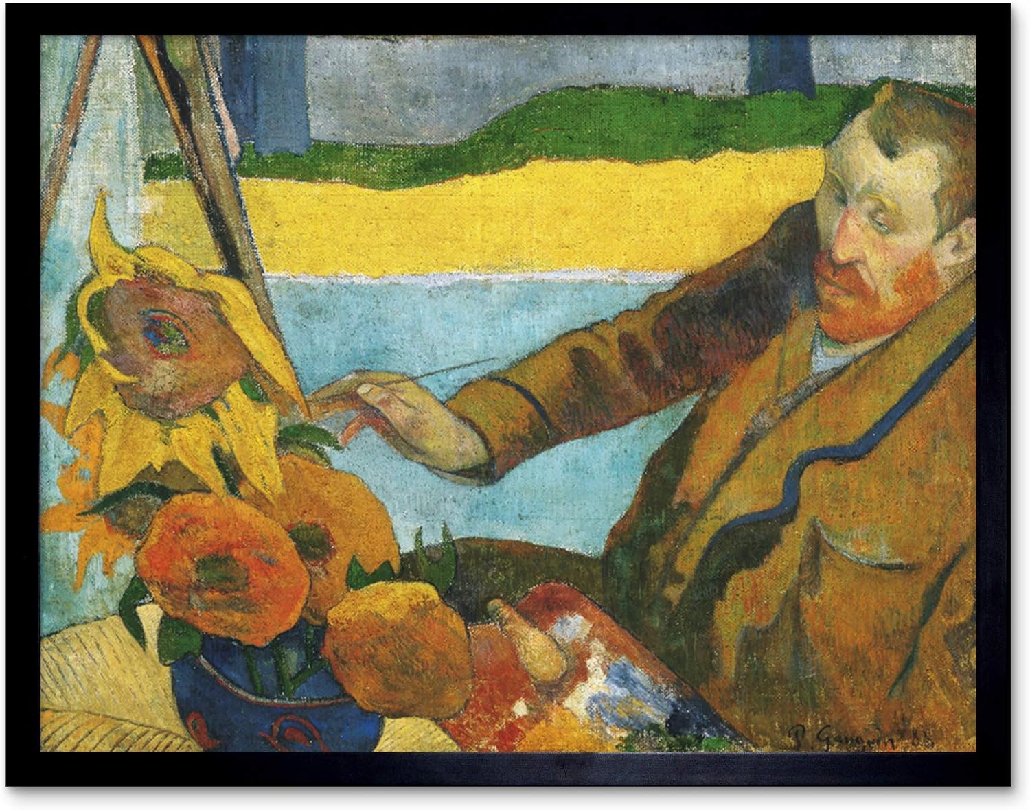Paul Gauguin Vincent Van Gogh Painting Sunflowers Art Print Framed Poster Wall Decor 12x16 inch