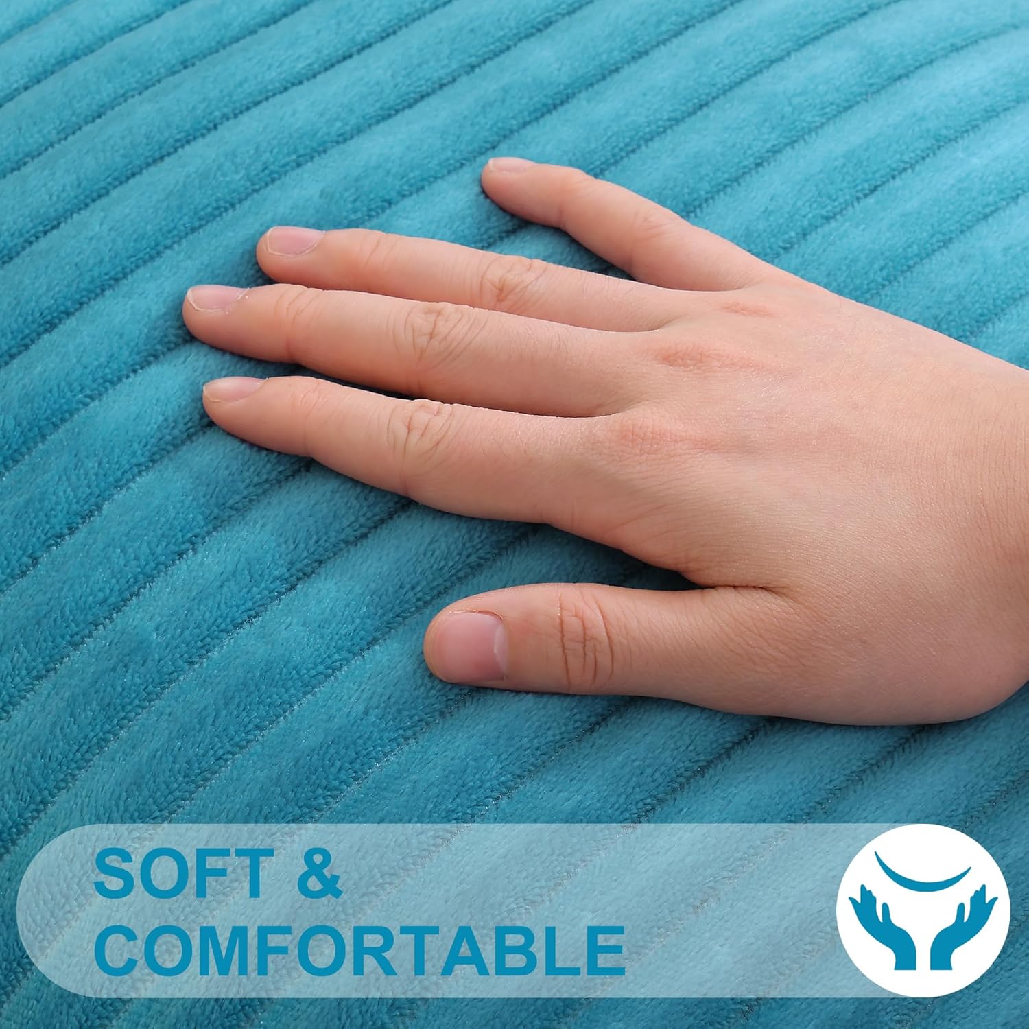 Simmore Decorative Spring Throw Pillow Covers 18x18 Set of 2, Soft Natural Plush Flannel Double-Sided Fluffy Couch Pillow Covers for Sofa Living Room, Teal - Image 2