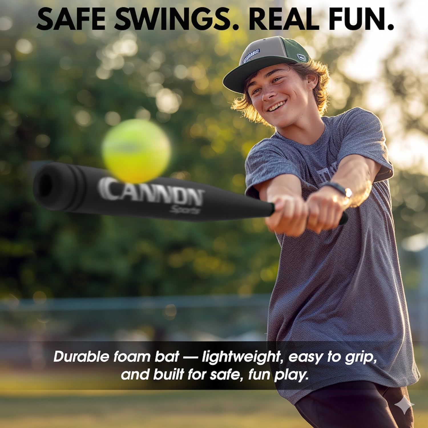 Cannon Sports Foam Baseball Softball Bat - 29-Inch Padded Training Bat with Strong Poly-Core – Soft Foam Practice Bat