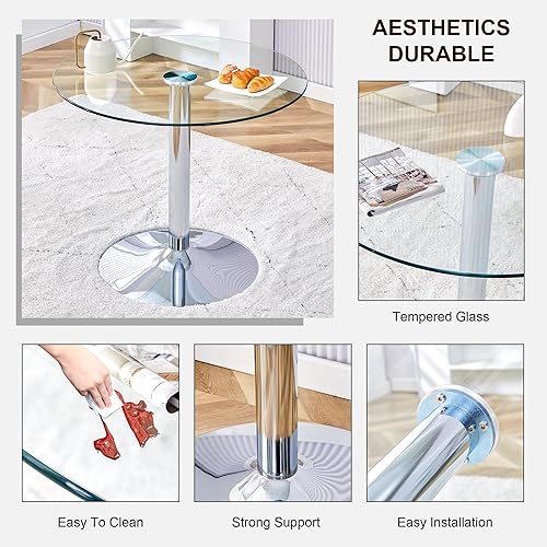 Miniatura 4 de Juego de mesa y taburetes de bar de 3 piezas, estilo industrial, mesa de metal y madera y dos sillas, mesa redonda moderna de cocina, juego de