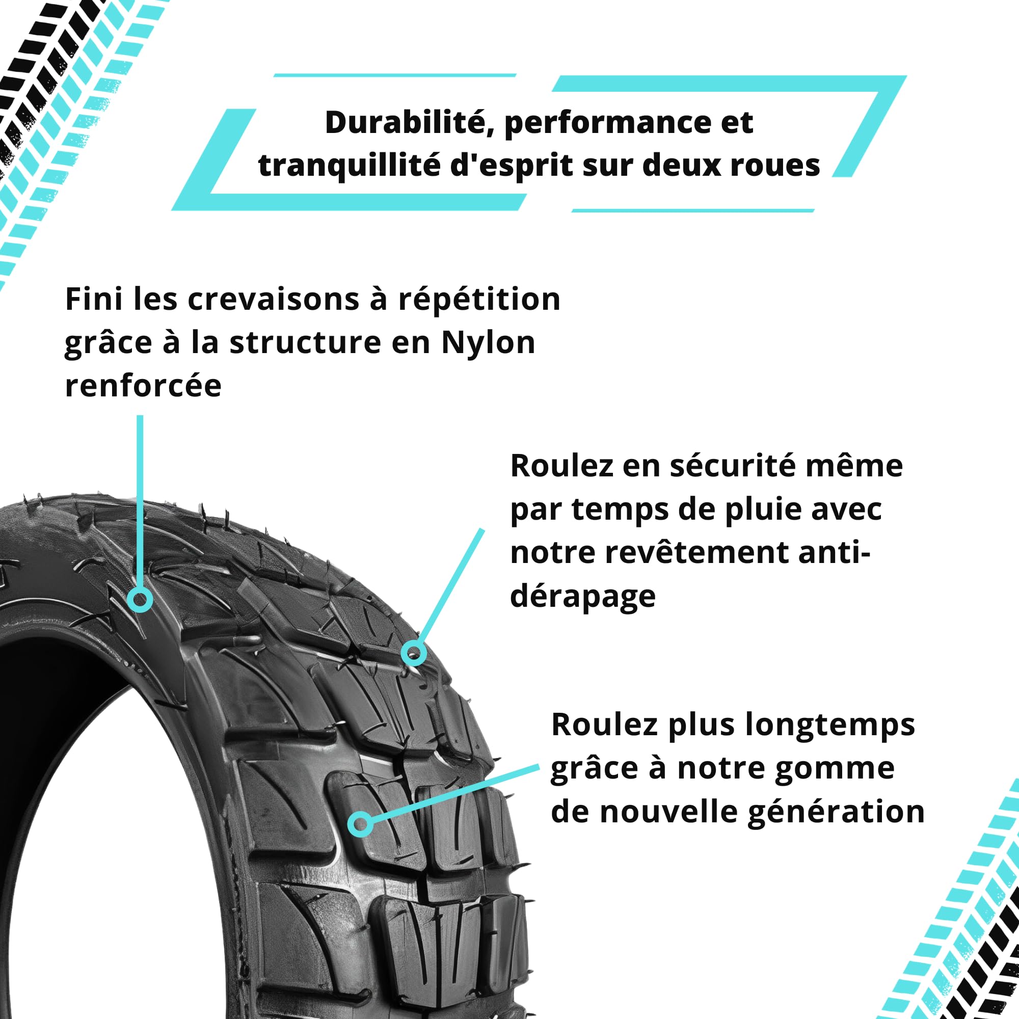 BITUME | Pneus Semi Off Road pour Trottinette Électrique Dualtron Mini et Speedway Léger | 2x Pneus 8.5x3 Pouces (161mm) pour Trottinette Électrique Roue Avant et Arrière | Anti Dérapant | Pack x2