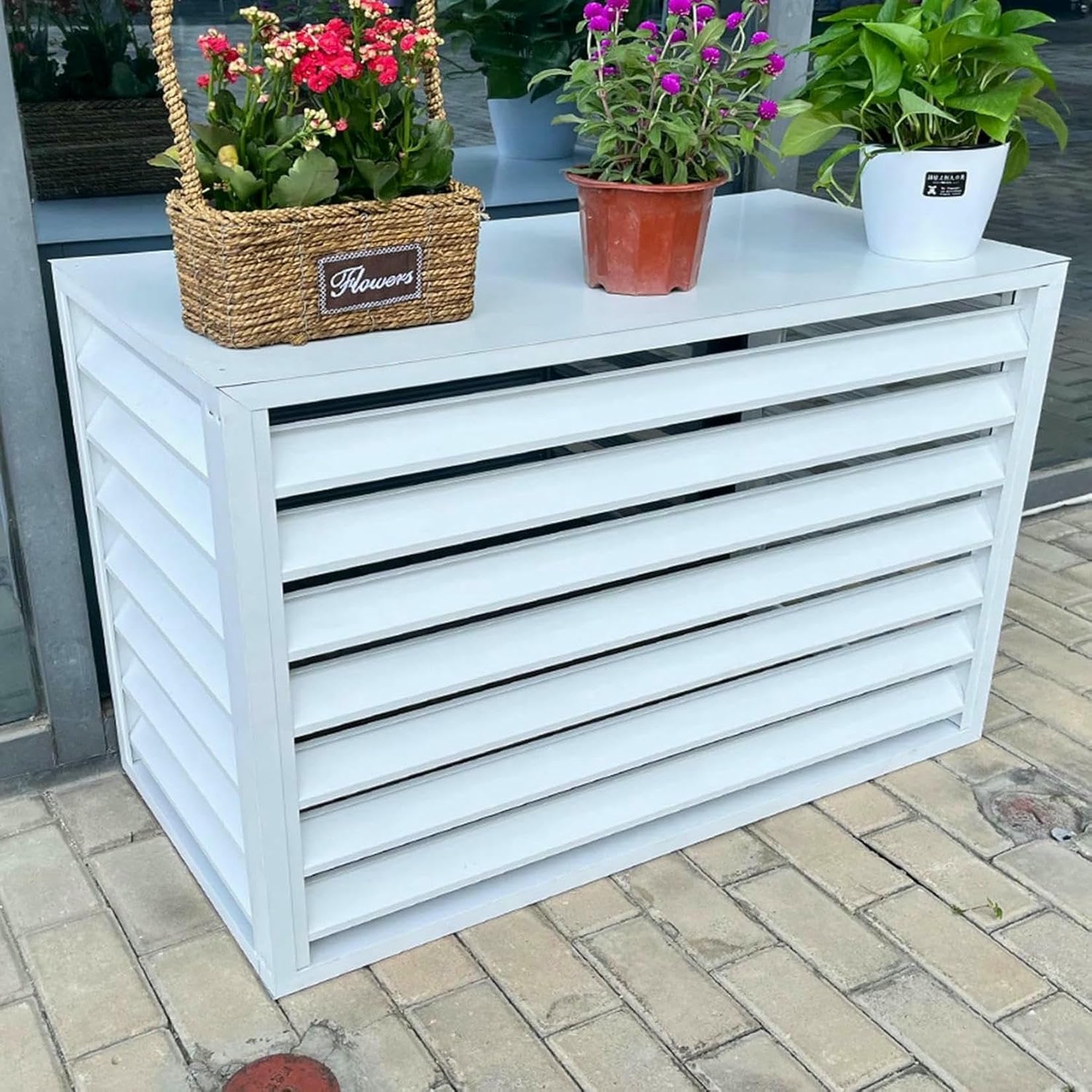 Soporte de flores antioxidante y cubierta de aluminio para climatizador