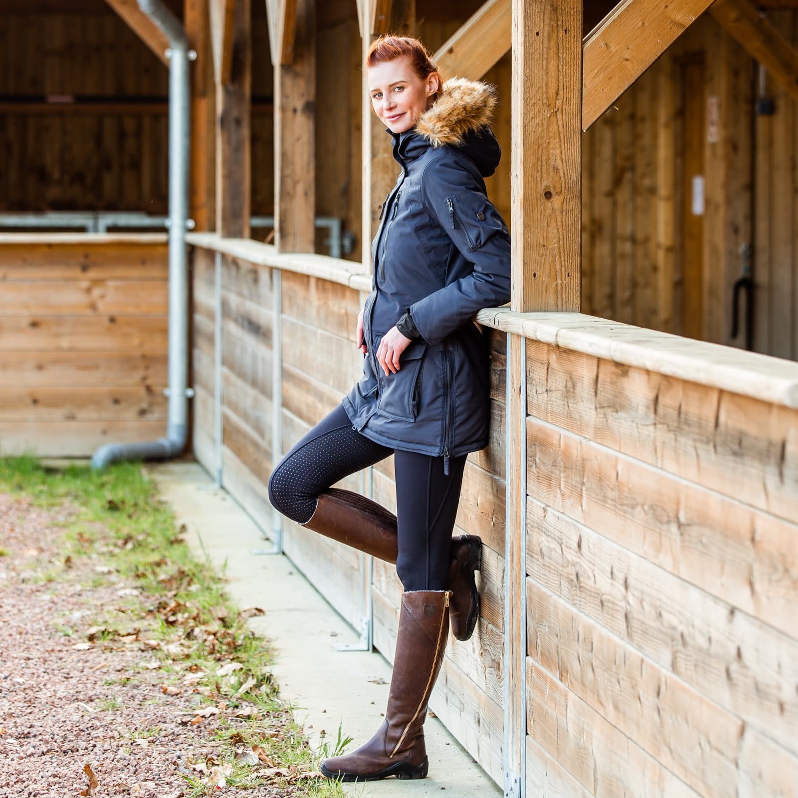 HORZE Stivali invernali da equitazione da donna in pelle Aspen, termici da equitazione in pelle