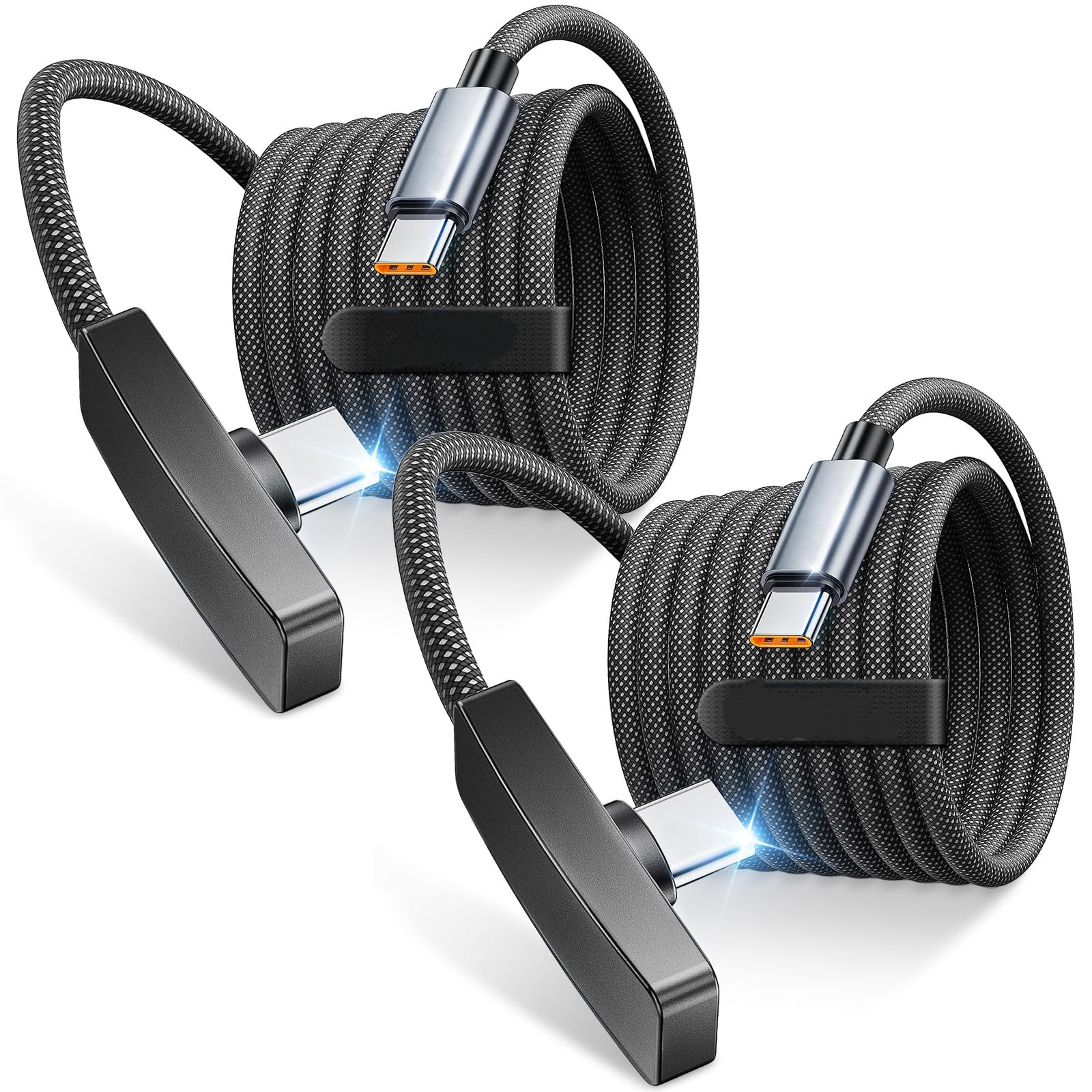 Verilux® 2Pcs 90 Degree C Type Charger Cable 6.6FT/2M, PD 60W Type C Cable Fast Charging with 480Mbps Data synch, Nylon Braided for iPhone 17/16/15 Series, Galaxy S26/S25/S24/S23, iPad, MacBook-image-11
