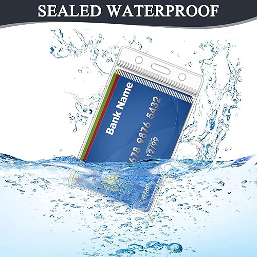 Miniatura 3 de Paquete de 60 soportes para tarjetas de identificación, soporte vertical para tarjetas de identificación de 2.25 x 3.5 pulgadas, transparente para