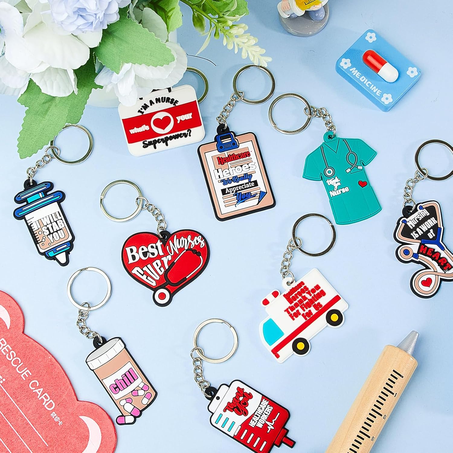 Henoyso 72 Pcs Nurse Gifts for Women Keychains Bulk Nursing Appreciation Gifts for Medical Graduation Party Favors - Image 4
