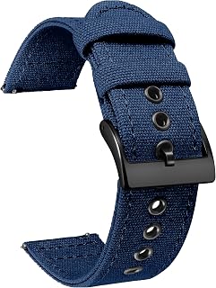 BINLUN Canvas Uhrenarmband Schnellverschluss Stoff Uhrenarmbänder 18mm 20mm 22mm 24mm Textil Ersatzarmbänder für Herren und Damen mit Silber/Schwarze Schnalle