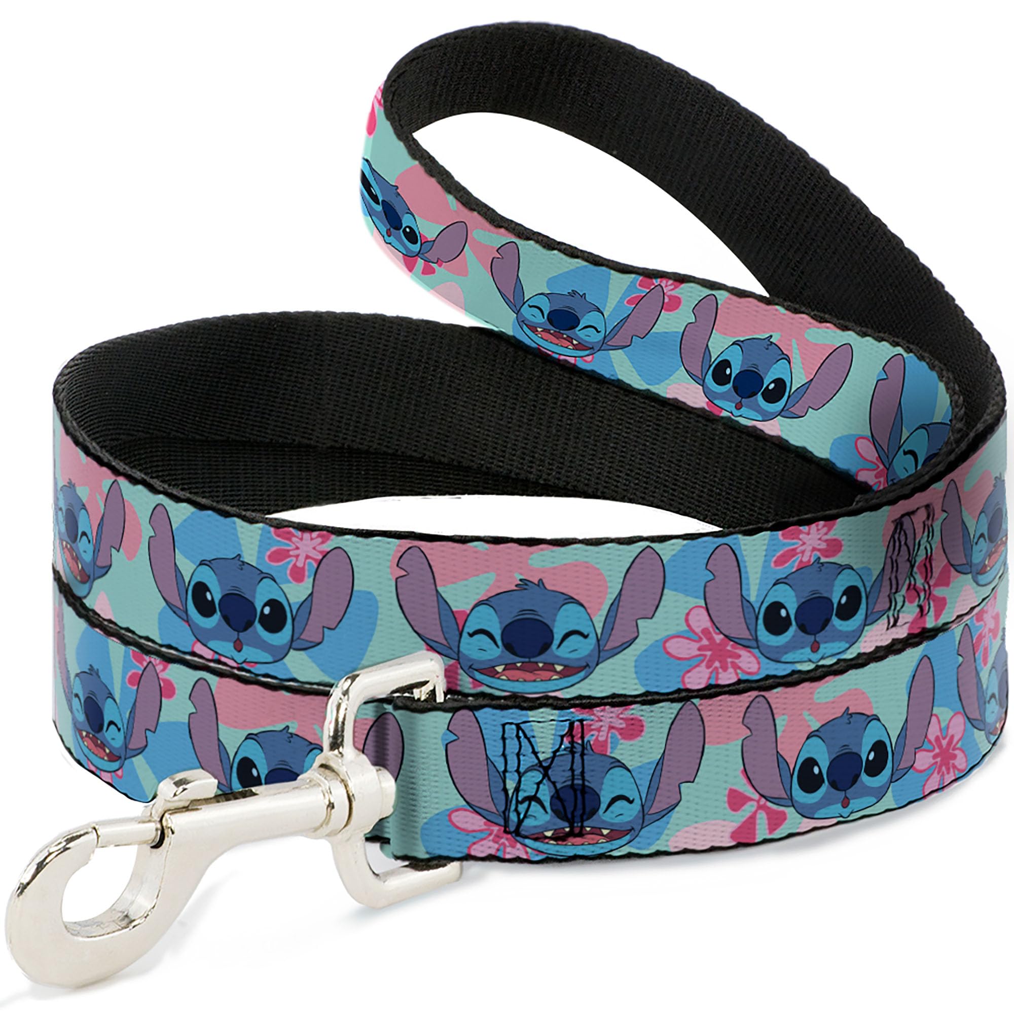 Laisse pour Chien Disney Large抗拉扯 Sangle 3,8cm Stitch et Fleurs Bleues