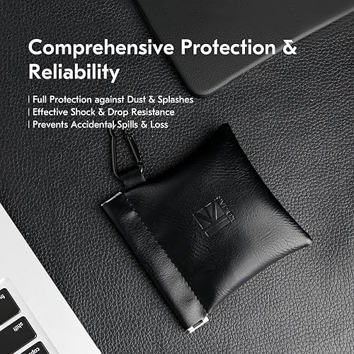 Miniatura 5 de Kbear BP01 Plus - Paquete de 1 funda de almacenamiento portátil para auriculares IEM, en oídos, audífonos, bolsa de viaje de cuero para joyas,