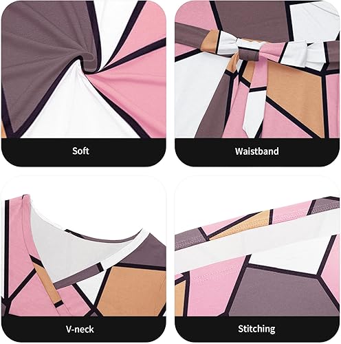 Miniatura 5 de Runwind Vestidos de talla grande para mujer, vestido largo floral, manga 34 con cinturón