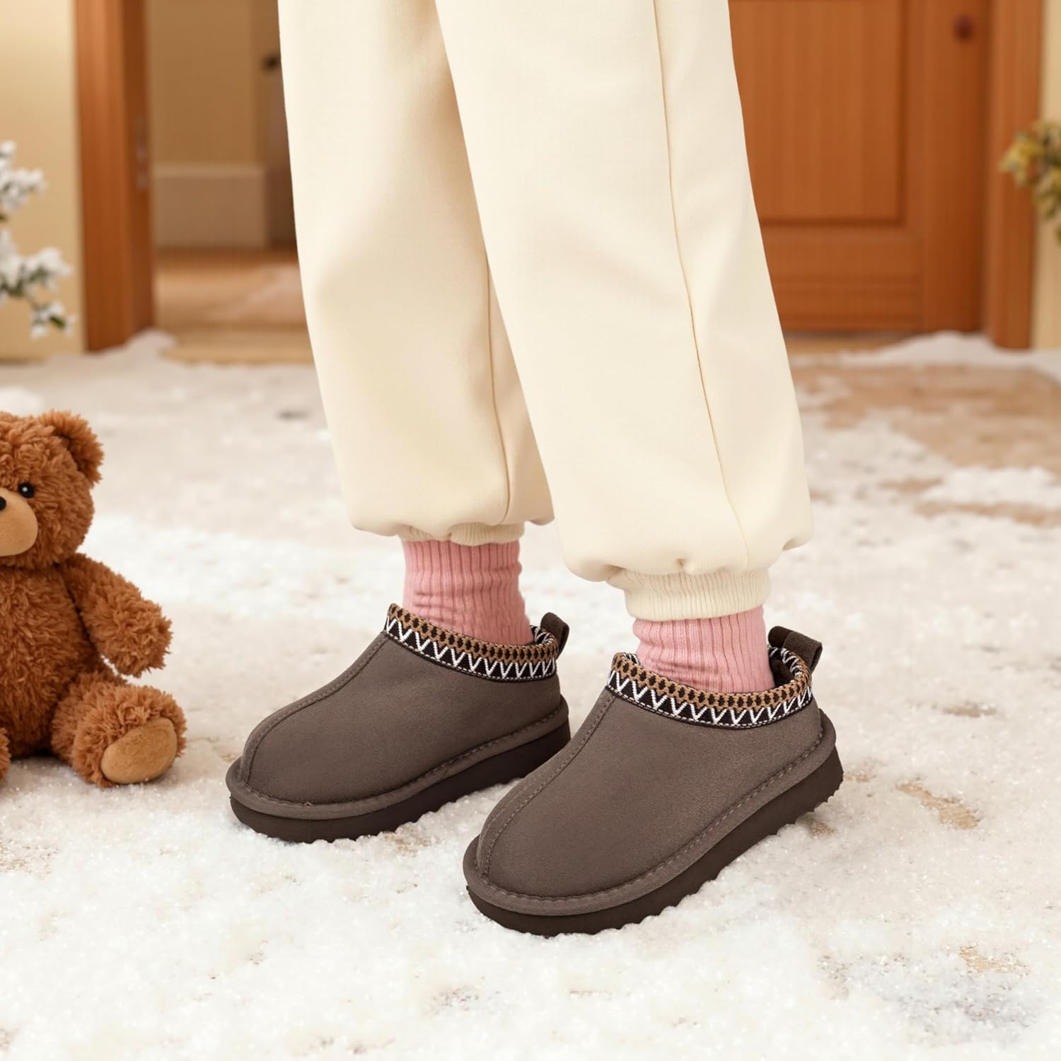 ChayChax Kids Memory Foam Slippers Fuzzy Warm Winter House Shoes for Boys & Girls Non-Slip Clogs for Toddler Little & Big Kid Indoor and Outdoor - Image 2