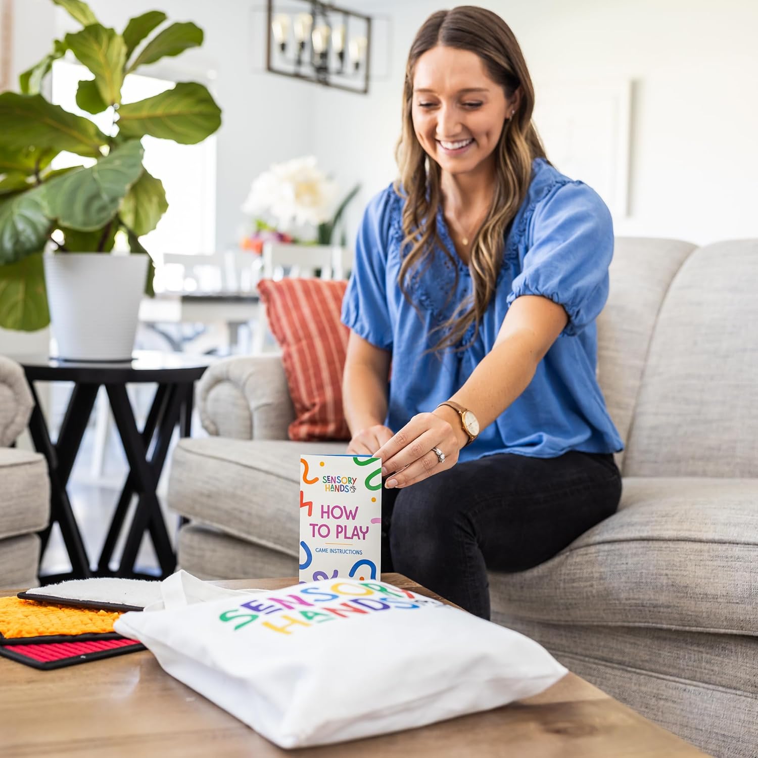 Textured Sensory Mats for Special Needs Kids - 8" Colorful Fidgeting Tactile Sensory Toys for Learning - Sensory Mat Set with Adhesive Hooks for Wall Hanging & Tote Bag - 16 & 12 Pack (Pack of 12)