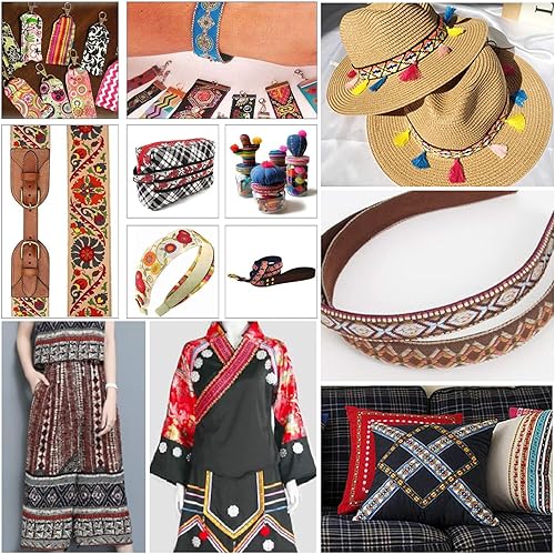 Miniatura 2 de PH PandaHall 7 yardas de cinta jacquard boho, cinta tejida bordada étnica de 1 14 pulgadas, ribete de tela geométrica vintage, cinta persa para