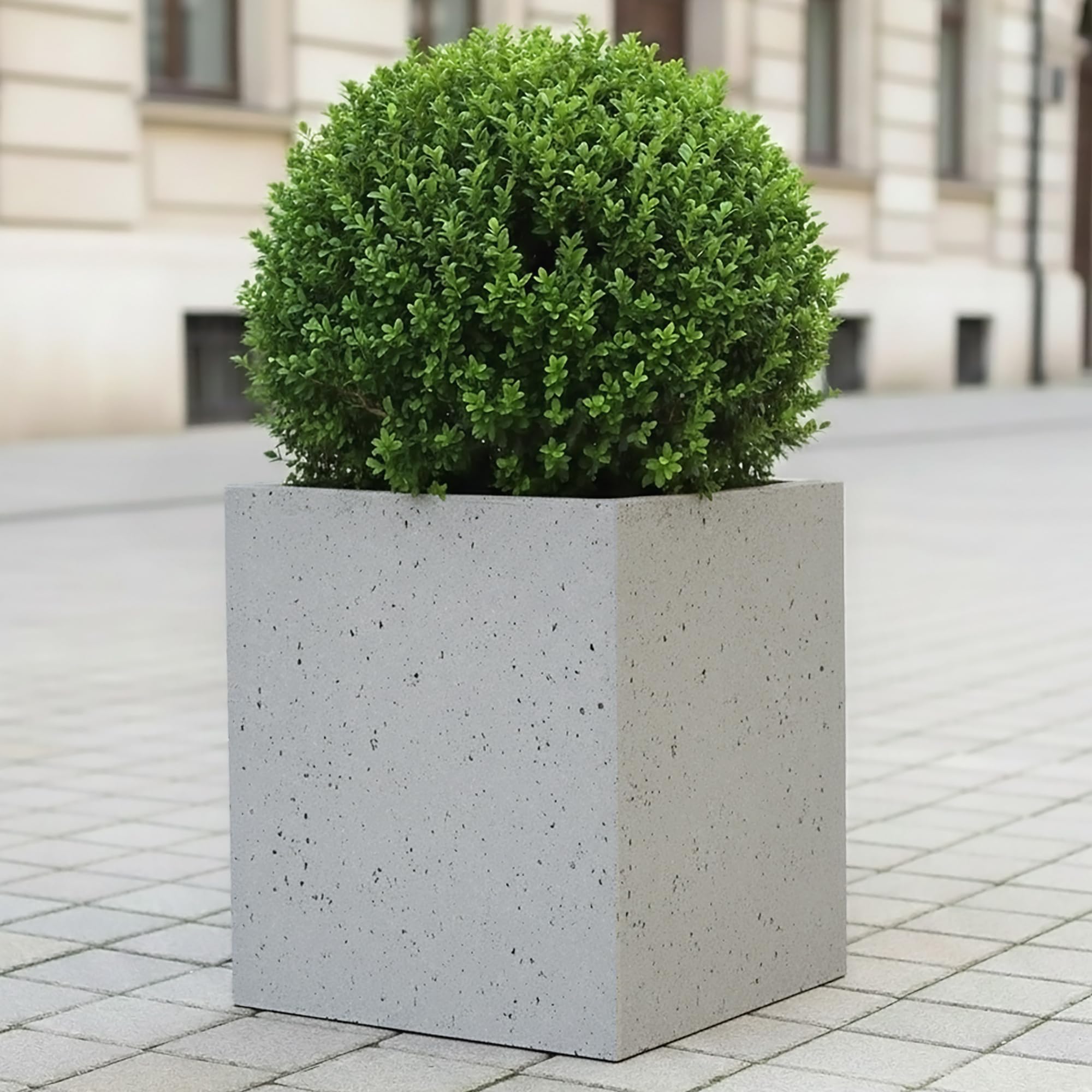 IDEALIST 30cm Square Planter for Garden | Speckled Grey Reinforced Stone Flower Pot | Garden Planters with Drainage Holes L30 W30 H30 cm, 27 litres โ image 1