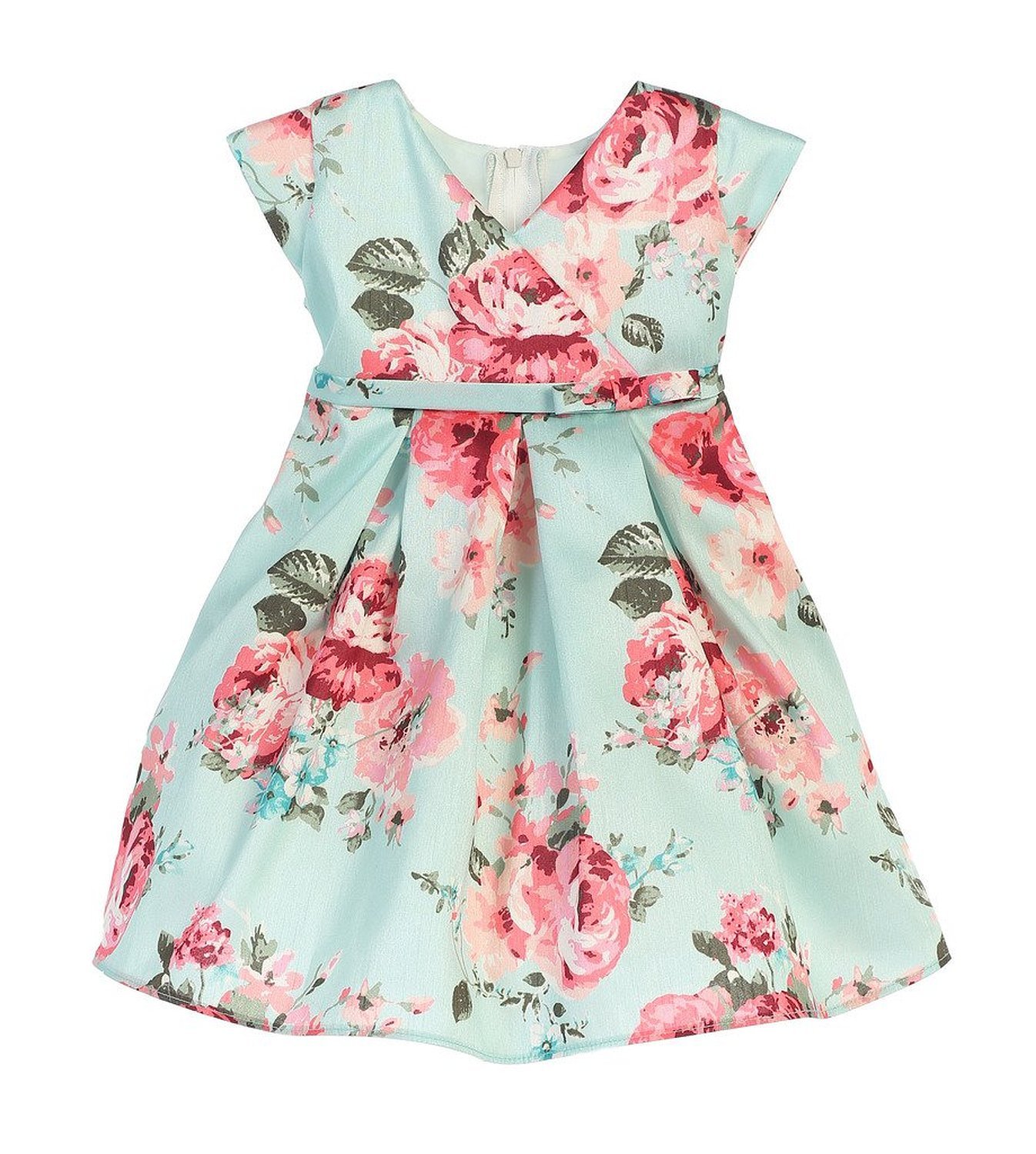 Sweet Kids Floral Print Shantung Baby Girls' Special Occasion Dress, 6M, Mint