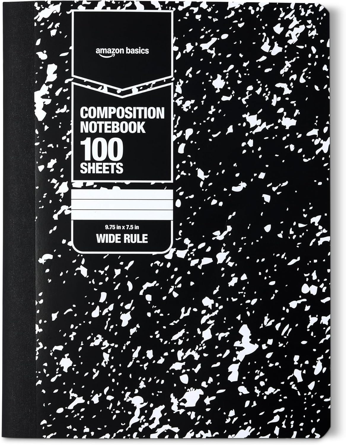 Amazon Basics Composition Notebook, College Ruled, 100 Sheets, 9.75" x 7.5", Marble Black, 12-Pack