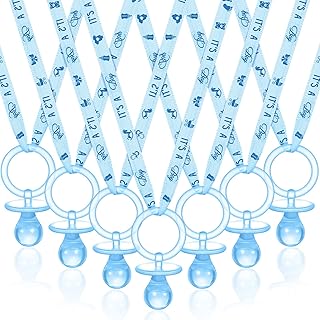 Coume 36 Pieces Baby Shower Pacifiers Necklace Acrylic Baby Pacifiers Party Favors Pacifiers Charm Pacifiers Necklace for Girls Boys Baby Shower Party Decorations Table Scatter (Boy Style)