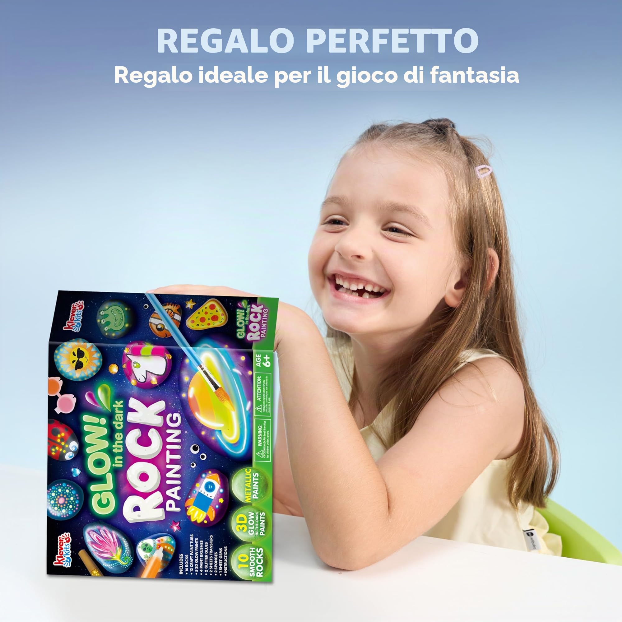 JOYIN 10 pezzi Kit Pittura di pietra per bambini con 18 colori (colle glitter e metallizzato e colori standard) Materiali artistici per bambini Attività da famiglia Regalo di compleanno