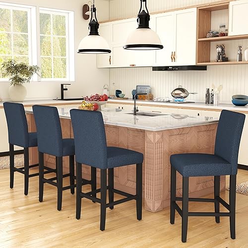 Miniatura 10 de GOTMINSI Taburete de Bar de Altura de Mostrador, Taburetes Tapizados Clásicos de Altura de Mostrador de 24 Pulgadas Juego de 4 taburetes de bar con