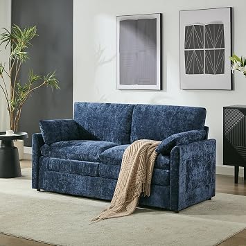 Tbfit Loveseat Sofa, Modern Love Seat Couches, 68" Cloud Couch Spring Seat Cushions, Comfy 2-Seater w/Pillows, Chenille Removable Covers, Soft Upholstered, Living Room Furniture, Home Apartment, Blue