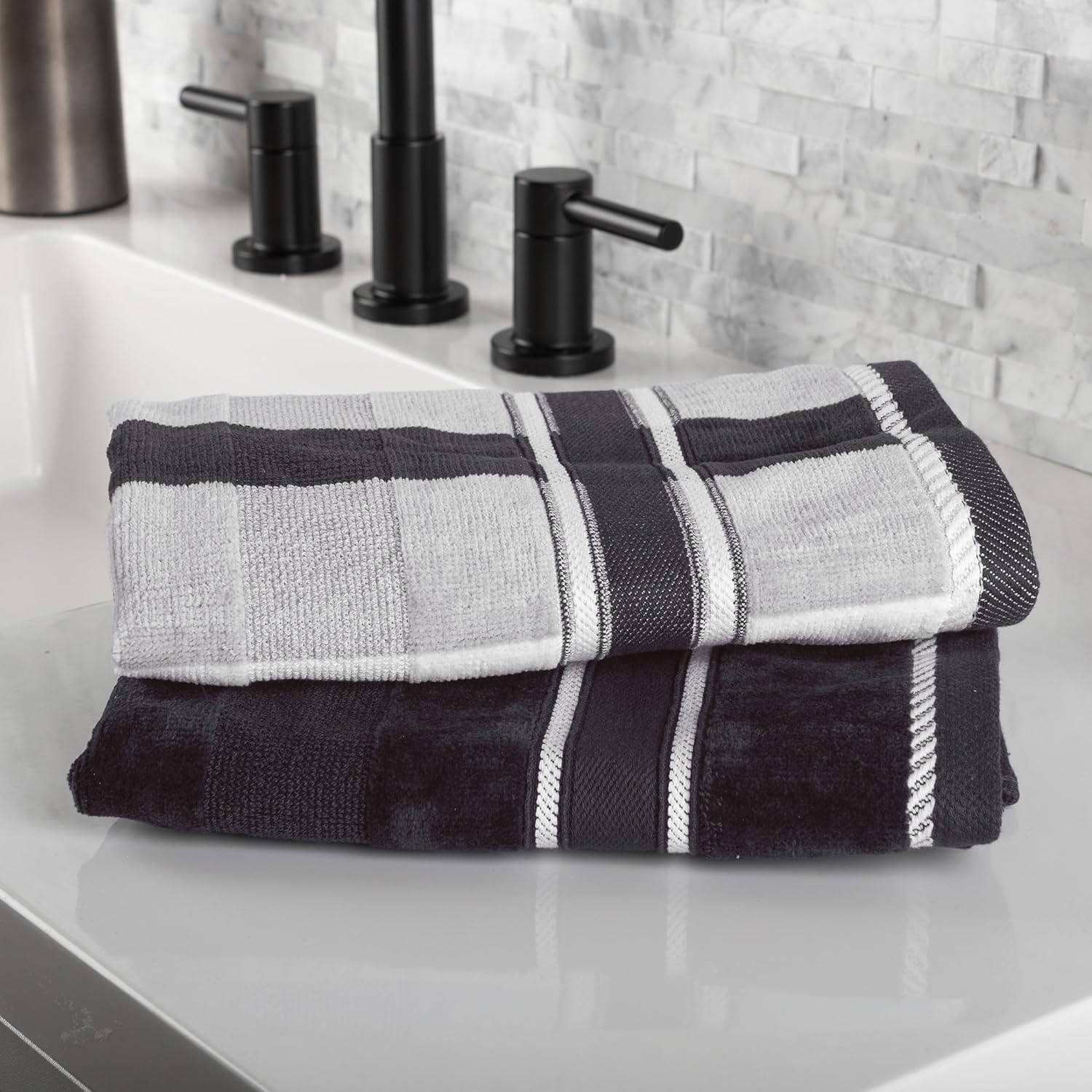 Lavish Home 6 Piece Bathroom Towels Set - 525 GSM 100% Cotton Bathroom Accessories - 2 Bath Sheets, 2 Hand Cloths, and 2 Wash Cloths - Soft Towel Set for Shower, Gym, Dorm, and Spa (Charcoal)