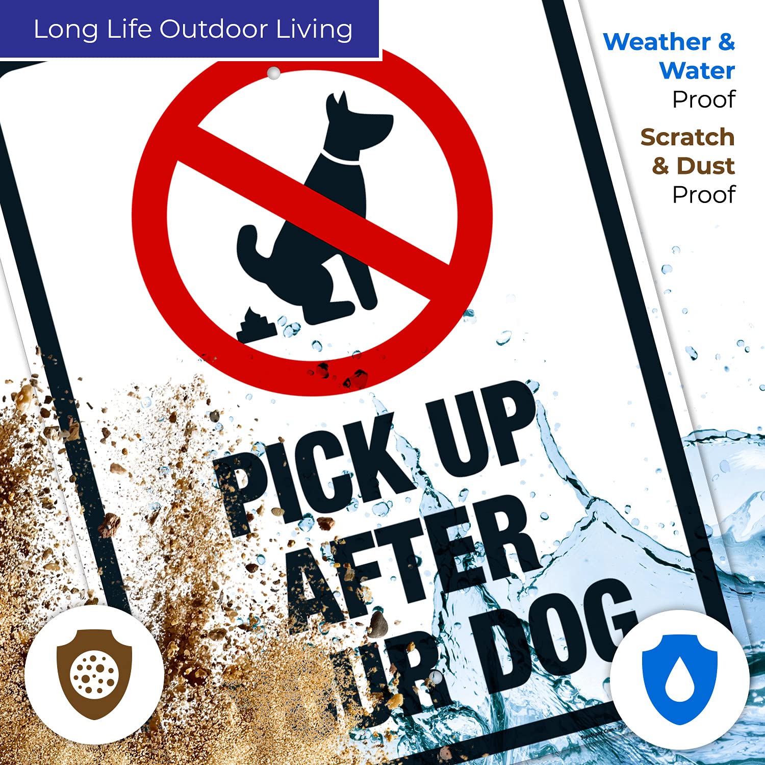 Pick Up After Your Dog with Dog Pooping Graphic 18x24 Inches, Rust Free .063 Aluminum, Fade Resistant, Made in USA