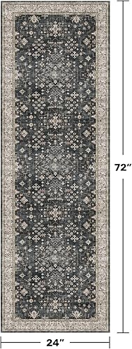 Miniatura 95 de Alfombra Boho Negra para Sala de Estar - Alfombra de Área Lavable de 10x14 Pies, Alfombras de Comedor para Debajo de la Mesa, Alfombra Suave de Pelo