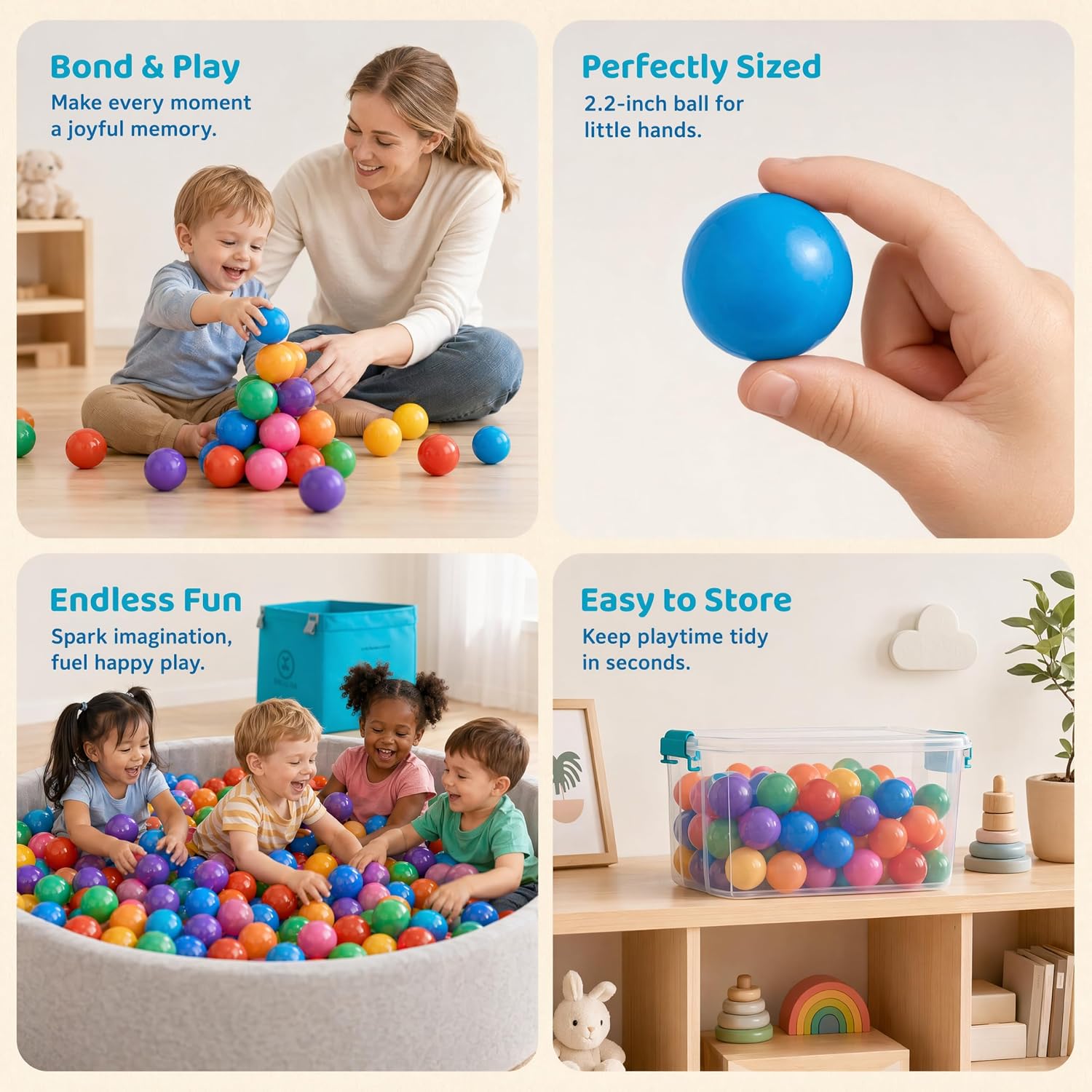 Ball Pit Balls 100,2.2 Inch,Colorful,Crush Proof BPA Free Non Toxic