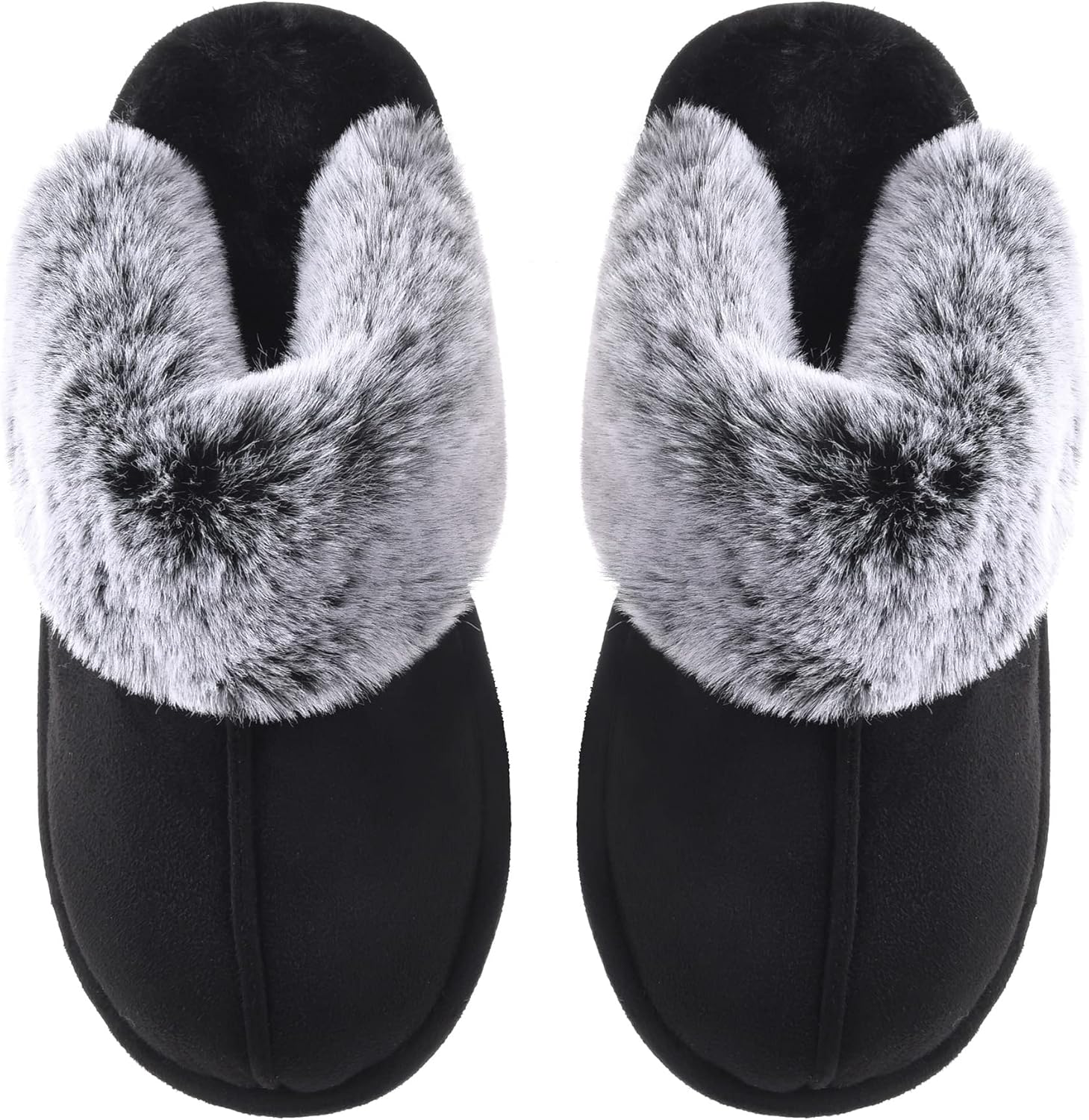 Women's Comfy Faux Fur Scuff Slippers Micro Suede Memory Foam Slip on Fuzzy Slide House Shoes Anti-Skid Sole - Image 7