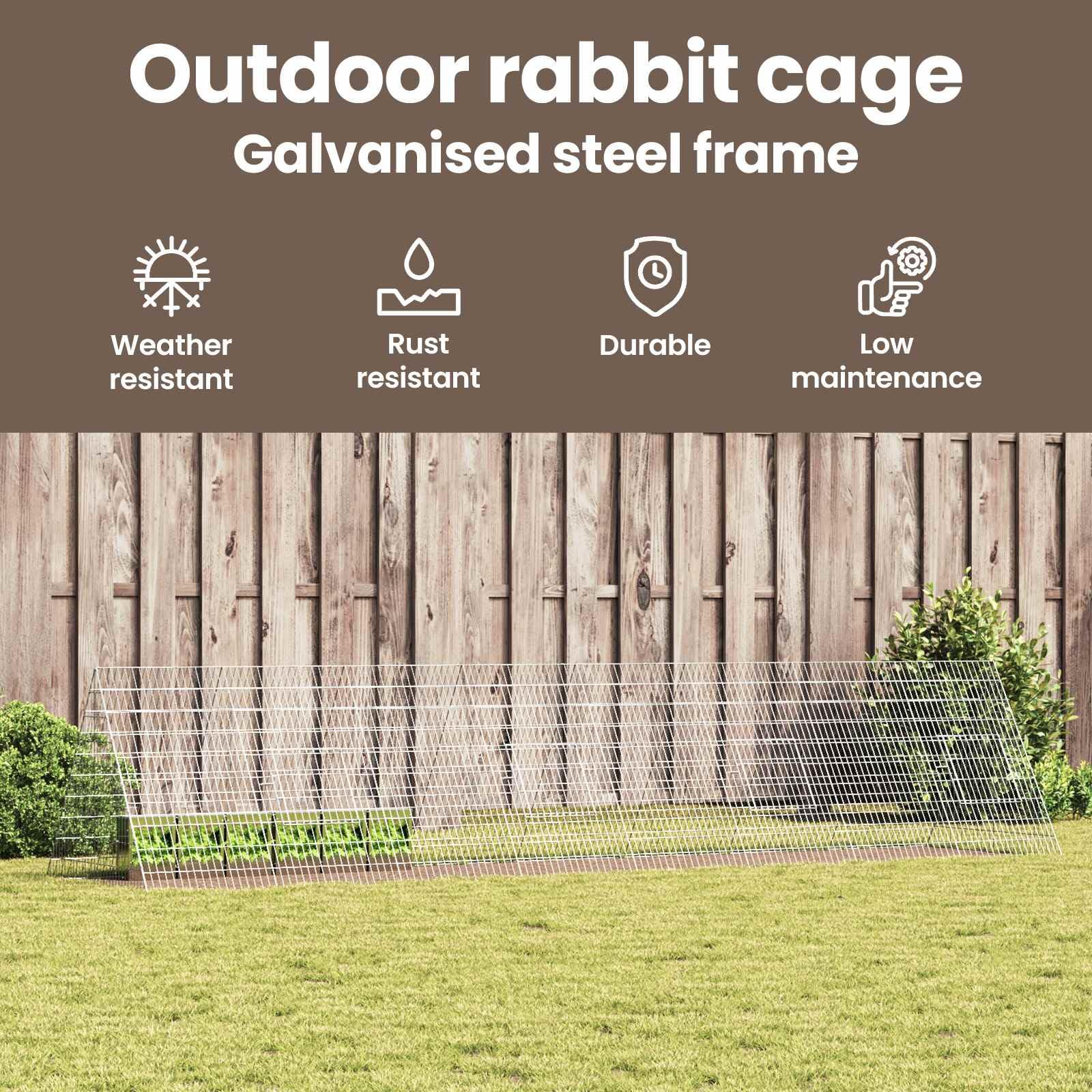 vidaXL Jaula para Conejos Plateado 430 x 100 x 85 cm Acero Galvanizado, Jaula Moderna para Conejos, Espacio Exterior Resistente, hogar Minimalista, Refugio para Mascotas, Acero Impermeable
