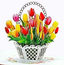 CUTPOPUP Pop Up Birthday Card, Mother's Day, 3D Flower Greeting Card (Tulips)