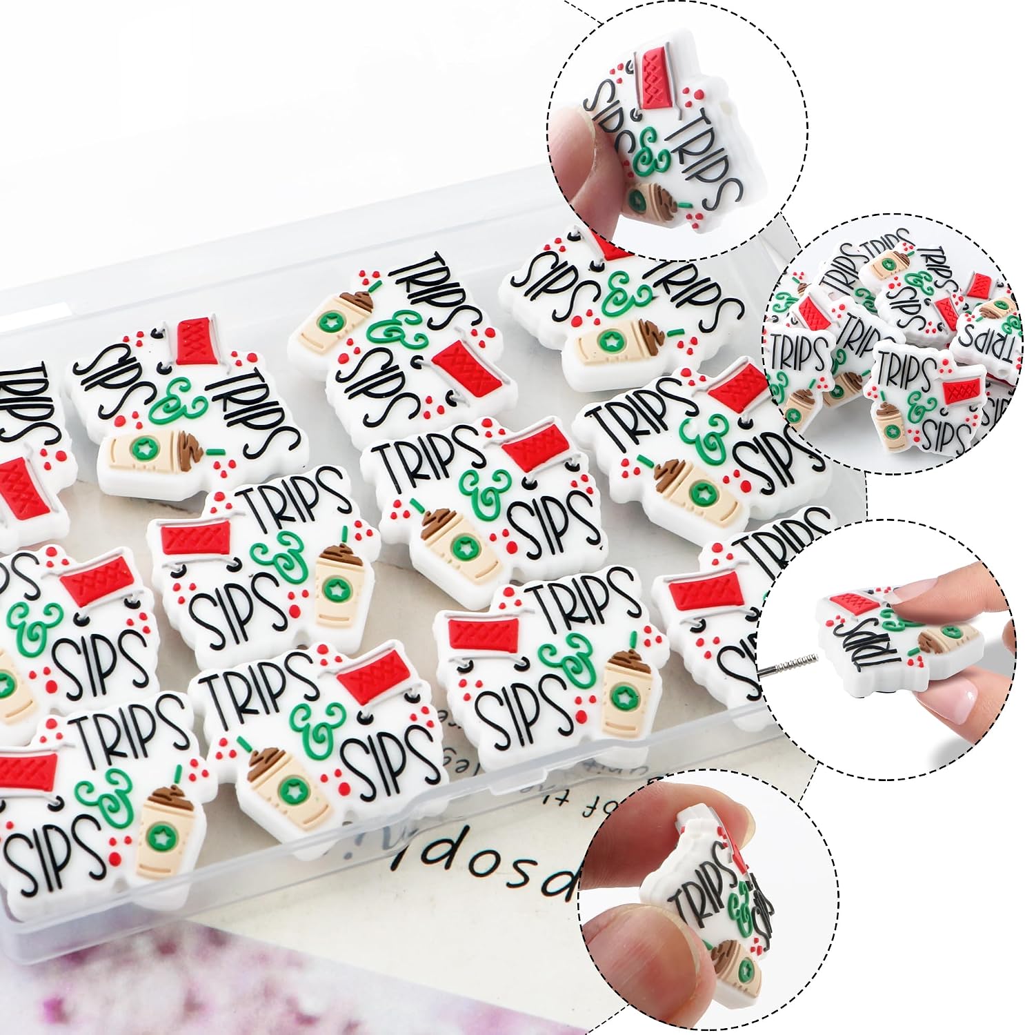 Sunrony 12PCS Silicone Focal Beads for Keychain Making, Trips Carts Focal Silicone Beads for Pens, Bracelet Necklace Crafts(Trips Carts) image 5