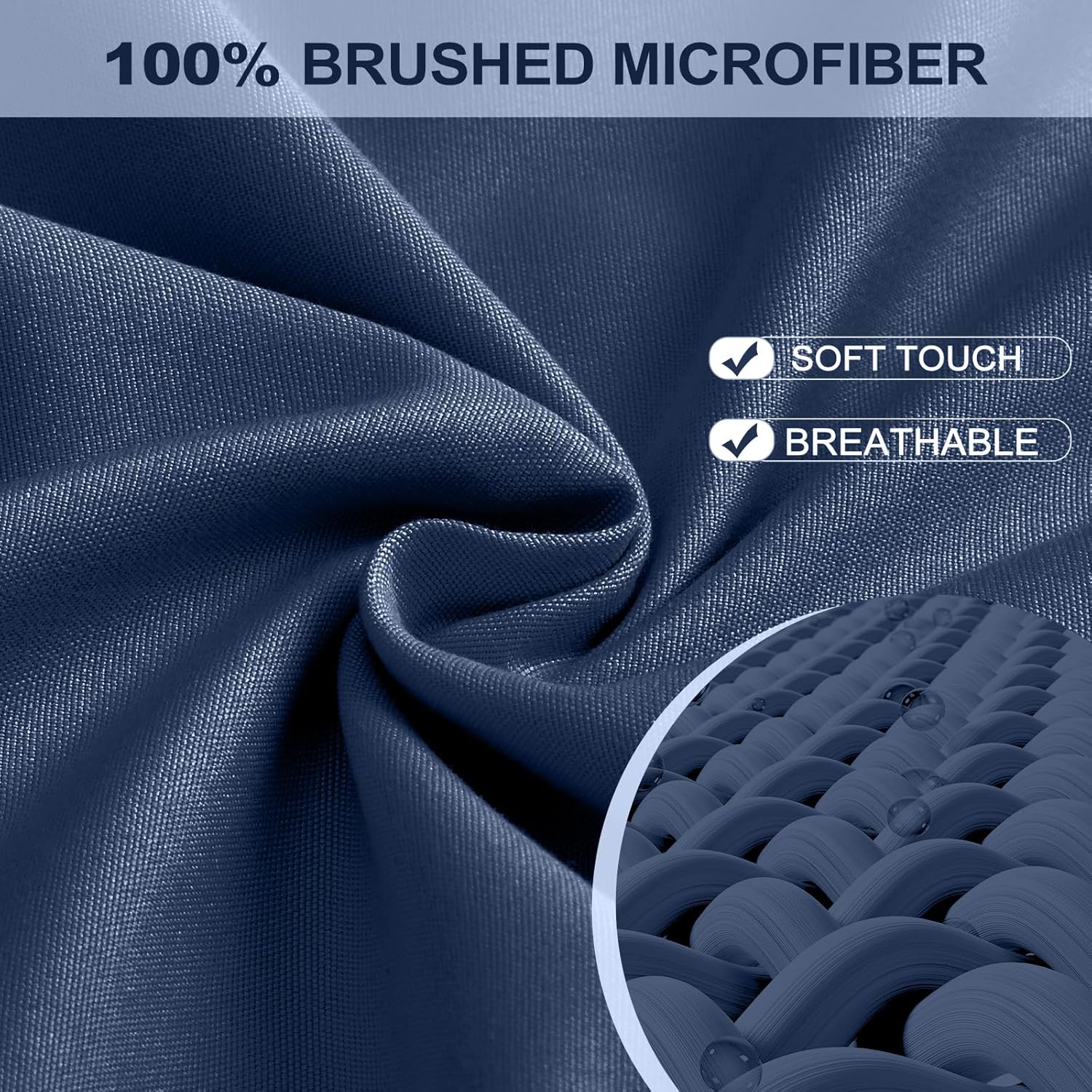 FreshCulture King Fitted Sheet Only 2 Pack - Hotel Quality Fitted Sheet King Size - Ultra Soft & Breathable - Brushed Microfiber - Deep Pocket - Cooling Fitted Sheets for King Size Bed (Navy Blue)